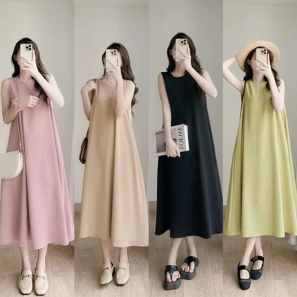 Váy Suông, Đầm Suông MK Dài Tay From Rộng, Dáng Dài Phối Màu Tay Cách Điệu  - Đầm, váy nữ | ThờiTrangNữ.vn